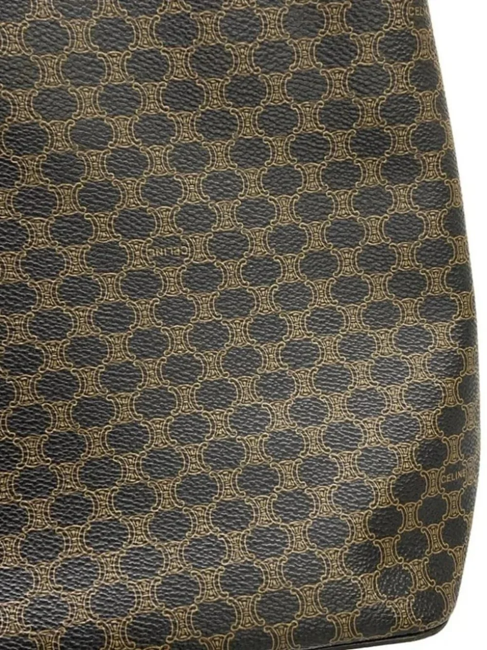 CELINE Macadam/Circle Logo Black Brown PVC Leather Shoulder Bag - Picture 6 of 15